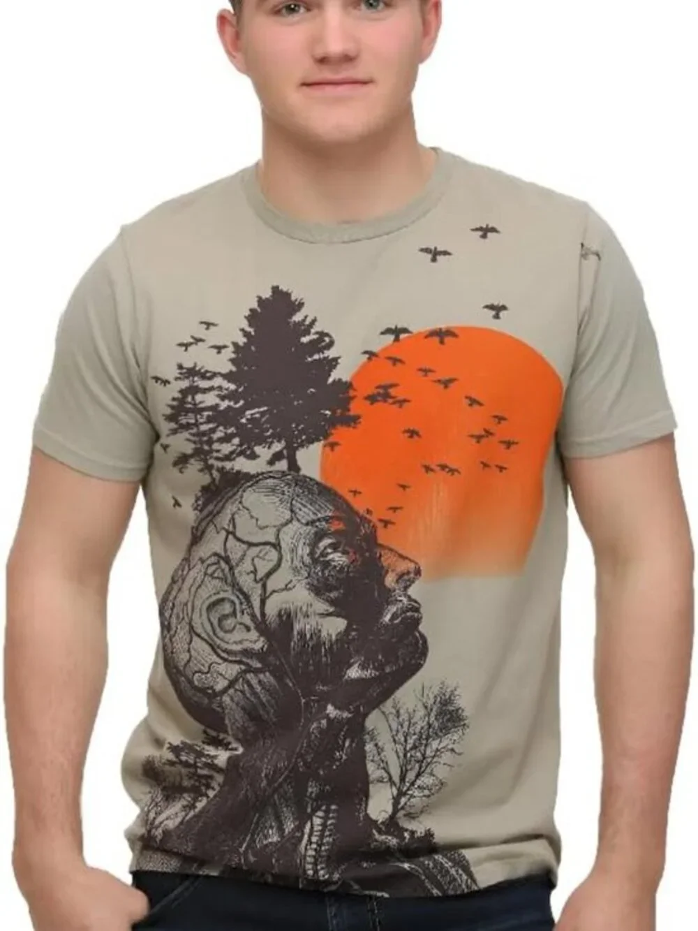 Junk Food Men's The‎ Hangover Alan Human Tree Dark Khaki Tee  Shirt Size Small